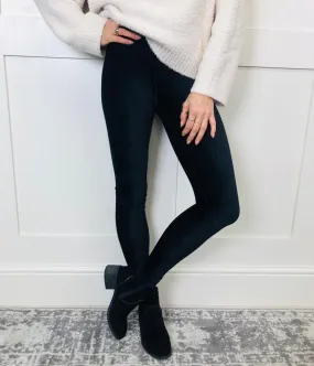 Black Velour High Waisted Leggings