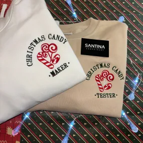 Christmas CANDY Maker / tester embroidered sweatshirt, matching sweatshirts for couples or besties (Copy)