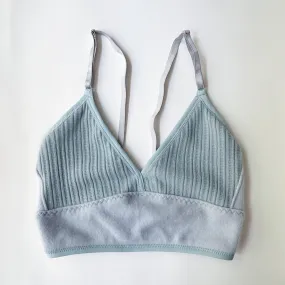 Green Blue Cashmere long bra size Medium | Ready to ship cashmere lingerie