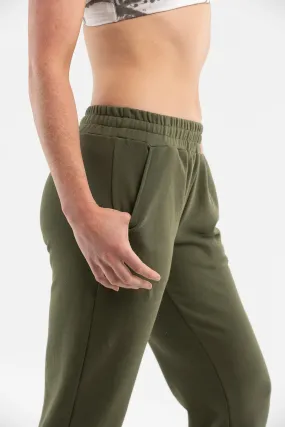 Luna Organic Open Leg Pants | Khaki