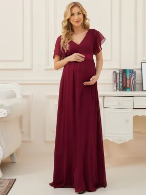 Pretty Deep V Neck Short Sleeves Wholesale Maternity Dresses