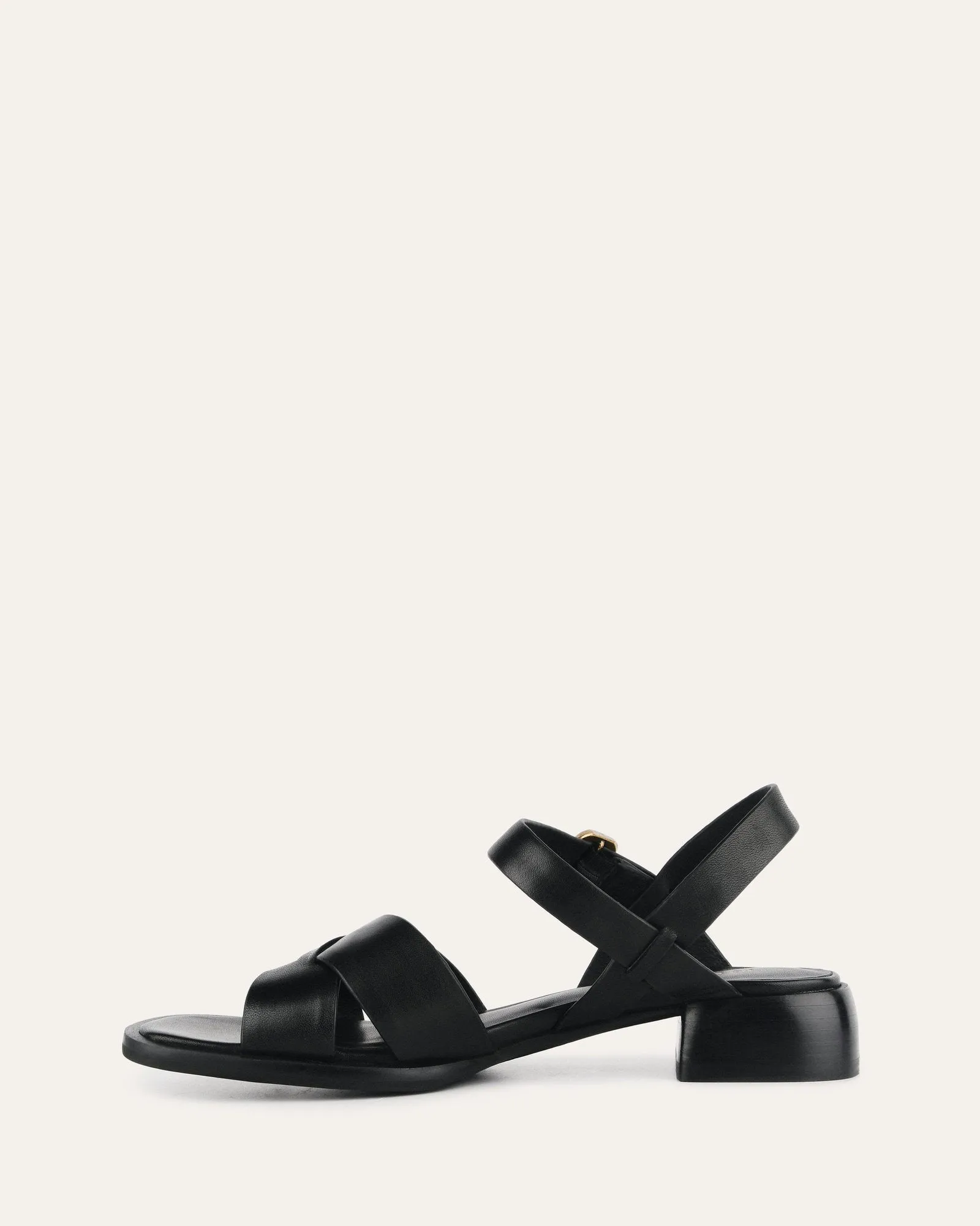 TEMPO FLAT SANDALS BLACK LEATHER